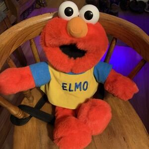 Elmo Plush Stuffed 1995 Talking Alphabet Sesame Street Tyco‎ Sings ABCs WORKS!!